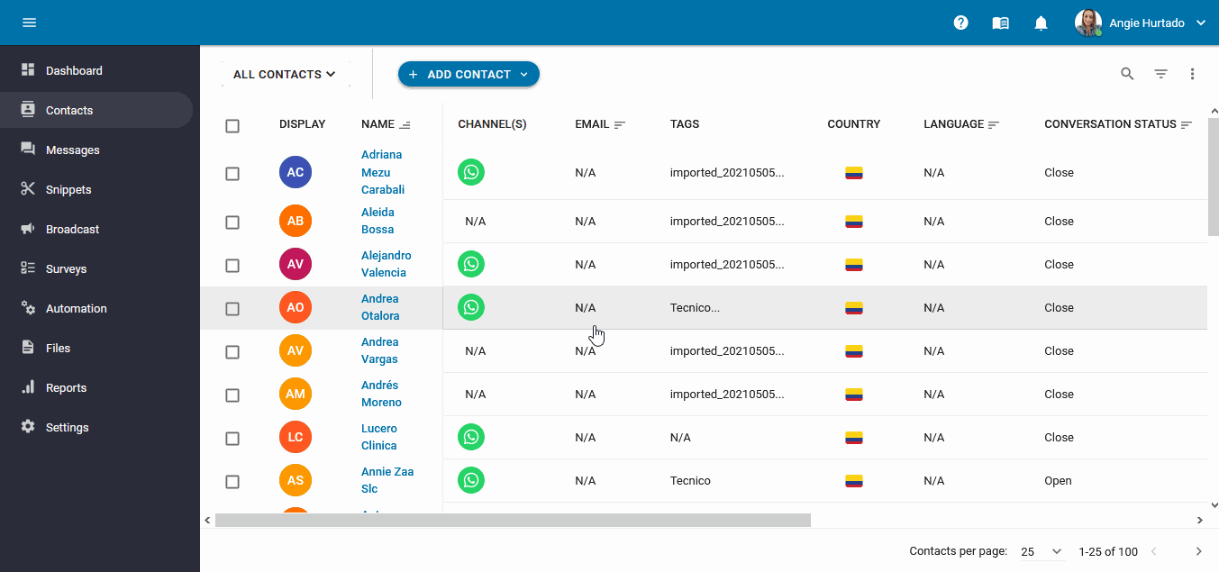Vistas De Contacto Chatcenter